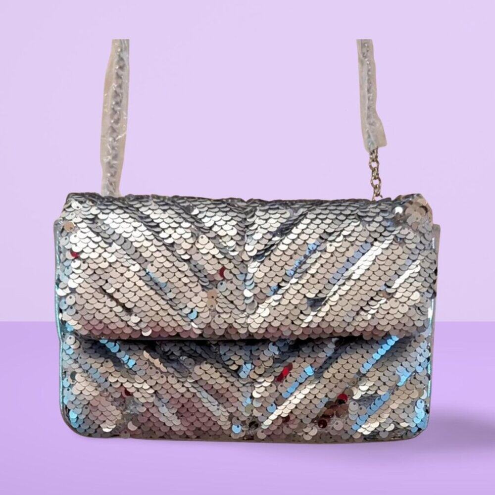 NWT - Nicole Miller Silver Sequin Shoulder Bag – Glam & Chic